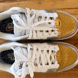 Nike Low-Top Sneakers in Mustard Yellow, White, and Silver